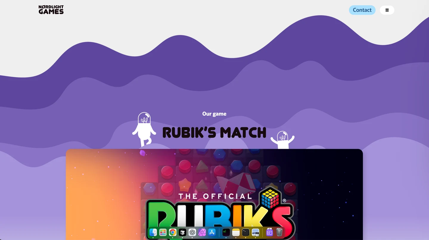 Nordlight Games website featuring Rubik’s Match